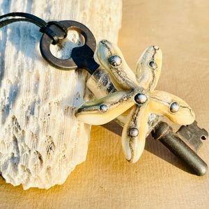 Crazy Kool Unique Vintage Shell/Key/Glass Pendant